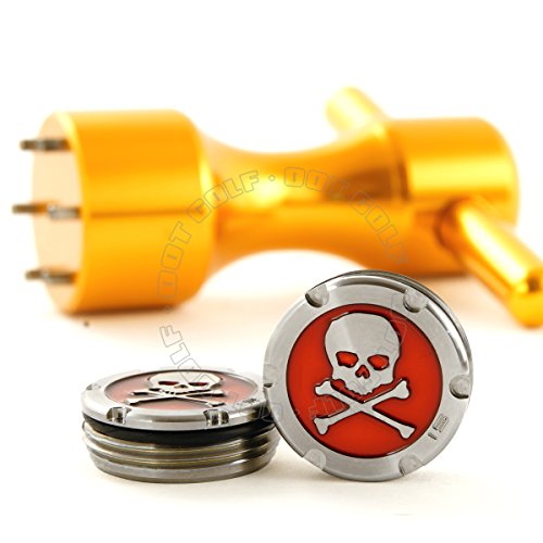 19th Hole Custom Shop 2 of 15g Deluxe Tour Style Weights for Scotty Cameron Putters + Wrench, Skull, Red (Gold)