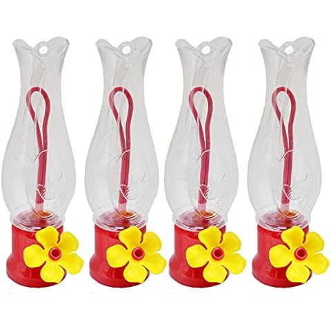 VIMOA Mini Hummingbird Feeder Small 4 Pack Single Tulip Type Hummingbird Feeders for Outdoor Lightweight and Safer Mini Hummingbird Feeders Cover