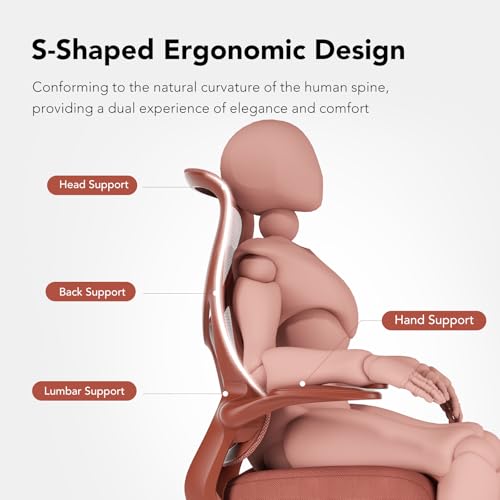 Image of NearHub EC10 Stylish Ergonomic High Back Mesh Reclining Office Chair with Adjustable Flip-Up Armrests,Lumbar Support & Headrest,Breathable & Comfortable Computer Chair for Home, Office & Study