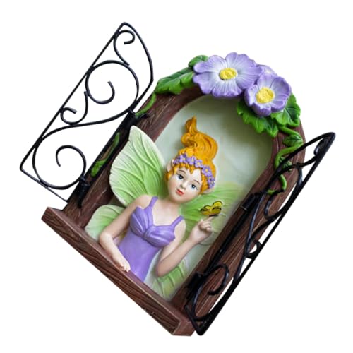 Mobestech Adorno Colgante de Resina para Ventana y Puerta, Colgante de Hadas Luminoso para Jardín y Patio, Decoración de Árbol de Hadas para Escenas y Exteriores