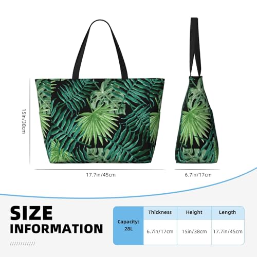 transparent palm leaf pattern print Large Waterproof Beach Bag for Women Tote Bag for Travel Vacation fun Travel Bag4