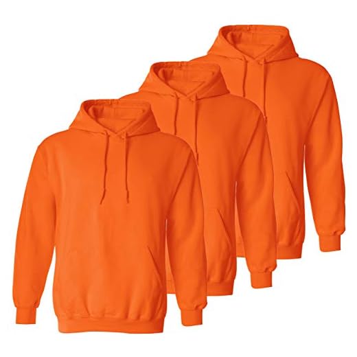 Safety High Visibility Sweatshirt Hoodie Construction Work Pack for Men Safe Orange 3PACK Medium