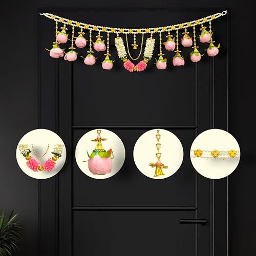 Image of iHandikart Flower Beads Toran for Main Door | 40 Inch, Floral Door Bandanwar for Festive Home Entrance Decor, Diwali & Wedding Decoration, Perfect Home Decor Items for Entrance & Housewarming Gifts