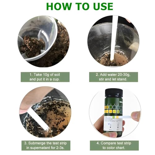 100pcs Soil Test Strips, Soil pH Test Kit (3.5-9 Range), Quickly pH Testing for Garden Home Lawn Grass Vegetable Gardening Dirt Outdoor and Indoor Plants