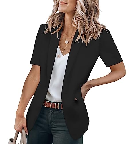 Short Sleeve Blazers for Women Business Casual Blazer Lapel Open Front Work Office Jacket Elegant Dressy Suit Jackets2