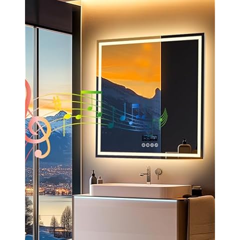 LUVODI LED Bathroom Mirror with Bluetooth Cover