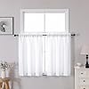 Owenie heidi white kitchen curtains tiers 24 inch length 2 panels set for kitchen bathroom rod pocket kitchen window curtains over sink solid farmhouse short curtains for small window 30 w 24 l  urban country home decor