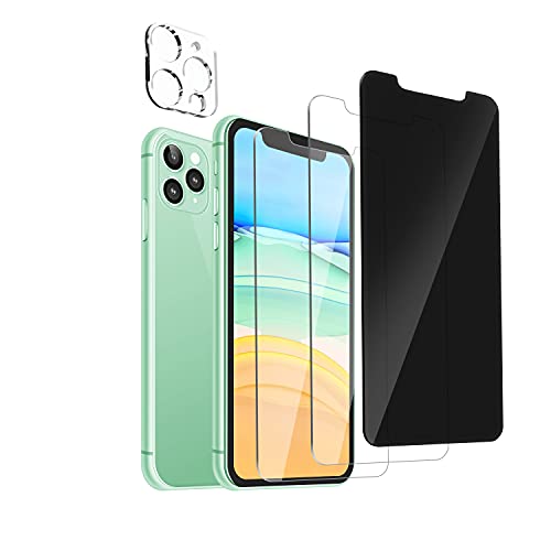 Pozlle Protector de pantalla de privacidad, protector de pantalla para iPhone 11 Pro y iPhone X/XS (5.8"), antihuellas, protector de lente de cámara, vidrio templado transparente ultrarresistente HD