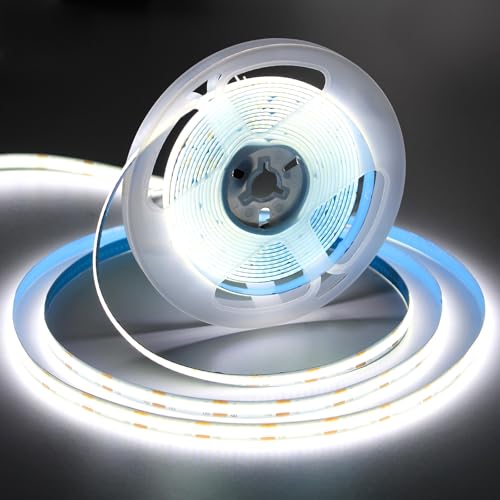 Image of iNextStation 32.8ft /10M White COB LED Strip Light, CRI 93+ 3200 LEDs Light Strip, 6000K Color Temperature COB LED Lights, 8mm Width LED Tape Lights, Dimmable COB Strip Light for TV Backlight(No Plug)