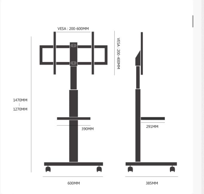 Soporte Universal para TV con Ruedas Altura Ajustable miniatura 2