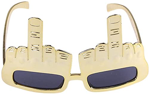 JINTOU Golden Middle Finger Sunglasses - Funny Party Eyeglasses for Costume Parties, Theme Events & Photo Props