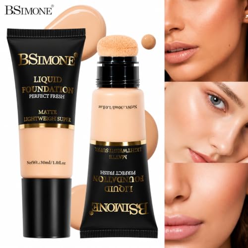 Image of Foundation Liquid Concealer Long-Lasting Non-Smudge, Moisturizing Foundation Waterproof Sweat-Proof Dry Skin Non-Caking, Compact Portable, Travel Outdoor Makeup Touch-Up, Suitable for Summer Sweaty, 30ml BEIGE 1