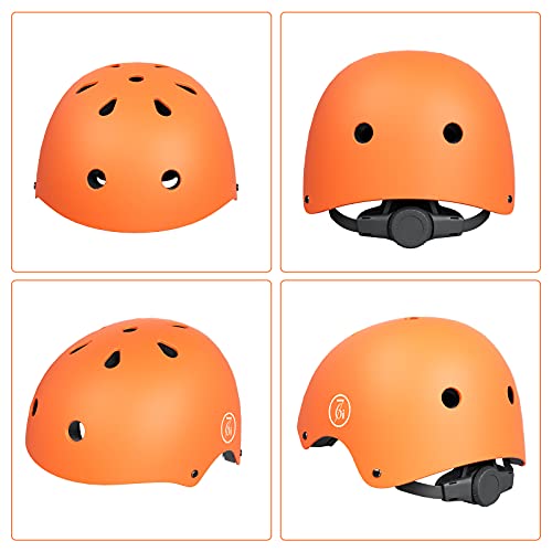 67i Skateboard Helmet Adult Bike Helmet Adjustable and Protection for Skating Helmet Adults Multi-Sports Cycling Skateboarding Scooter Roller Skate Inline Skating Rollerblading (Orange)