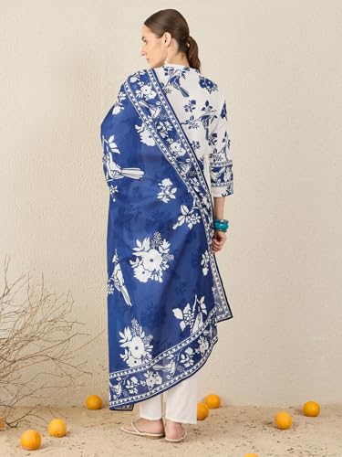 Image of INDO ERA Women's Pure Cotton Animal Printed Straight Kurta & Pant with Dupatta Set (IESTR11803)