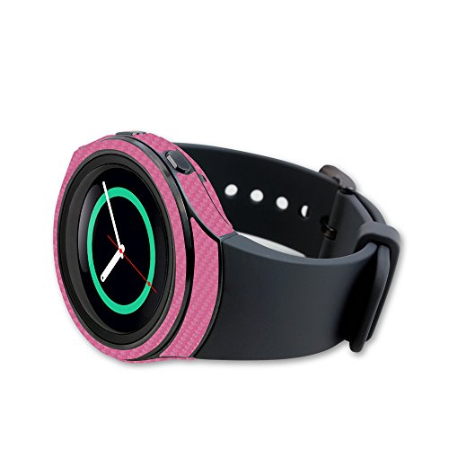Skinomi Pink Carbon Fiber Full Body Skin Compatible With Samsung Gear S2 52Mm (At&T, T-Mobile, 4G)(Full Coverage) Techskin With Anti-Bubble Clear Film Screen Protector #TOP2