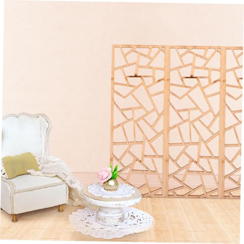 VICASKY 6pcs Miniature Chinese Style Wood Screen for Dollhouse, Mini Dollhouse Accessory Decorative Room Divider, Beige Wooden Mini Screen for DIY Sand Table Models and Doll Accessories