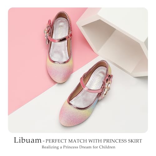 Girls Dress Shoes Toddler Princess Shoes Glitter Flower Little Girl Flats Mary Jane Heels for Party Wedding 7