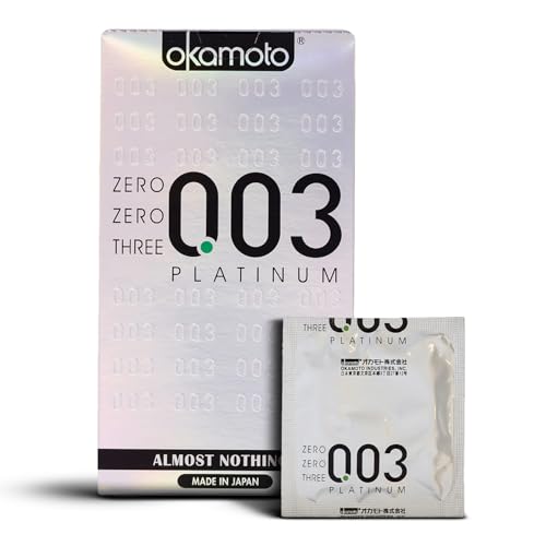 Okamoto Condom | Best 003 Latex Ultra Thin Condoms of Japan| Thinnest Premium Japanese Condoms | Made In Japan | 0.03 mm thin | 003 Platinum (Pack of 1)