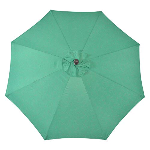 Suna Outdoor 9' Patio Umbrella Outdoor Table Umbrella With 8 Sturdy Ribs, Tilt Adjustment And Crank Lift, For Garden Lawn Deck And Pool, Green Floral (Base Not Included) #TOP4