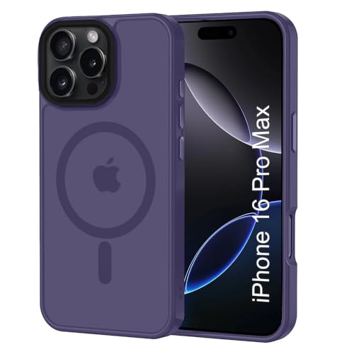 Image of iPhone 16 pro Max Magsafe Hard Back Case | Matte Design & 360 Protection | Military-Grade Apple iPhone 16 pro Max Cover | Strong Magnet Back - Purple