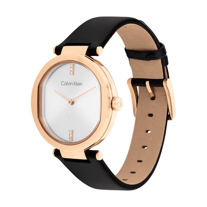 Calvin Klein silver leather strap luxury watch – image 4