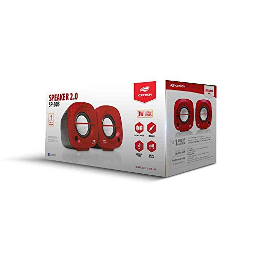 C3Tech SP-303 Speaker 2.0, Altos-Falantes para Computador, Vermelho