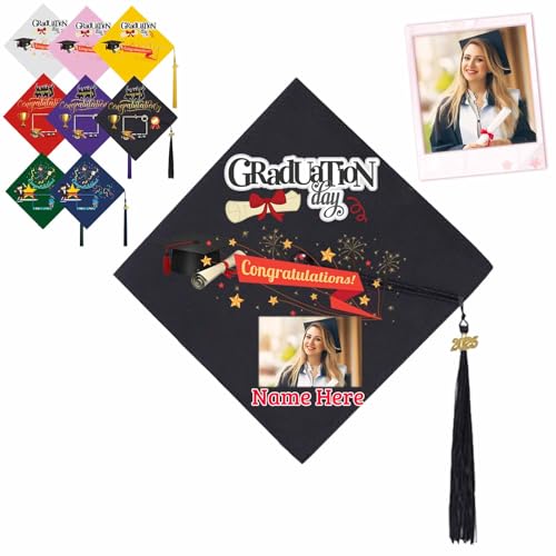 DRAJOIN Custom Graduation Cap Topper, Personalized Graduation Hat for Adults as High School College Grad Gifts Class of 2025