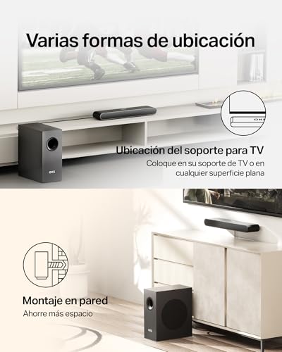 OXS S21 Barra de Sonido, 2.1 con subwoofer, Sonido Preciso con Graves Profundos, 180 W, 3 Modos de Ecualización, Ideal para Películas, Música y Juegos, Diseño Ultra Compacto, Fácil instalación - imagen 7