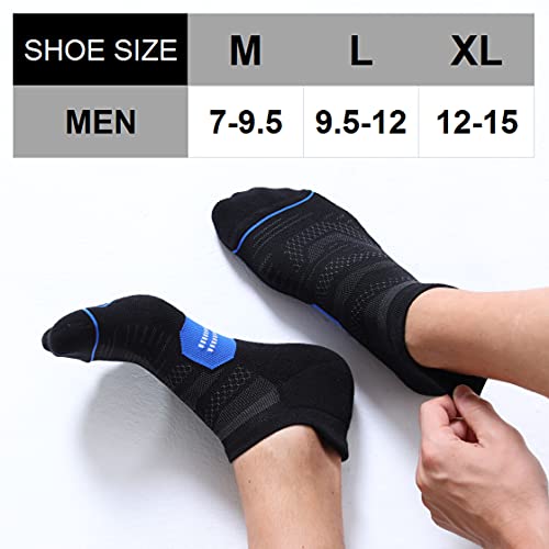Celersport 6 Pack Men's Running Ankle Socks With Cushion, Low Cut Athletic Sport Tab Socks, Mixed Black, Shoe Size: 7-9 #TOP1