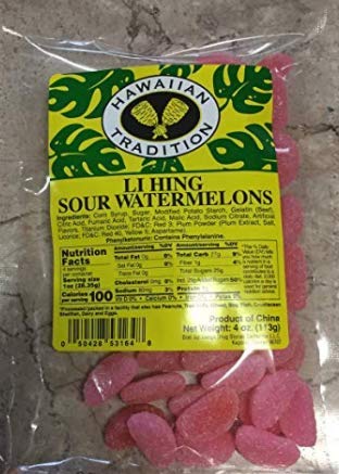 (Pack of 5) Hawaiian Tradition Li Hing Sour Watermelons 3 oz.