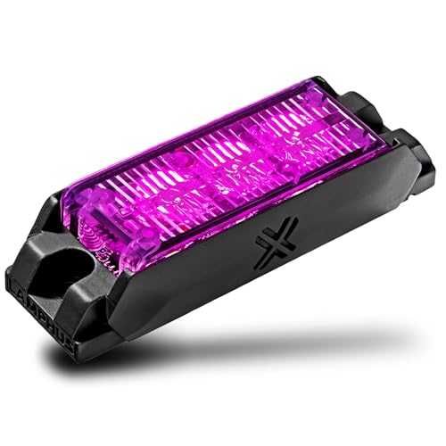 Image of LAMPHUS NanoFlare 3.5 inch 3W Purple LED Surface Mount Police Grill Strobe Warning Light [SAE Class 1] 12V Rectangle Grille Flashing Emergency Fire Light for Funeral Escort Service Vehicle Car