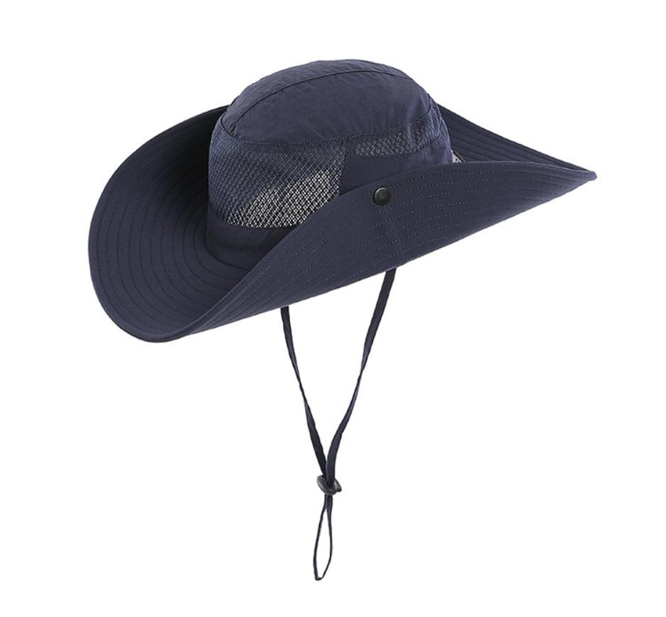 Cappello da Pescatore da Uomo con Parte Superiore in Rete Traspirante; Ideale for la Pesca, la Spiaggia e la Protezione Solare all'aperto | Blue