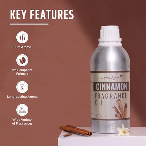Image of Aromahpure Cinnamon Aroma Oil | 500ml Undiluted & Natural | Long-Lasting Scent for Aromatherapy, Candle & Soap Making, Diffusers, Room Freshener, Humidifier, Bathroom Revitalizer & Home Essentials