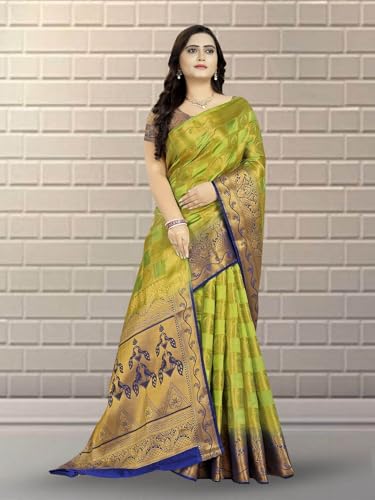 Image of Women's Banarasi Silk With Jacquard Print Saree With Blouse