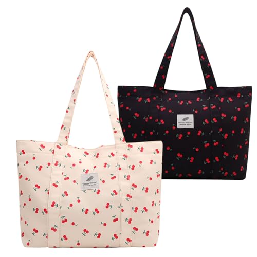 Opiniones de Bolsas de Tela para Dama del mes. 44 OYANIA 2 PCS Bolso de Mano para Mujer,Bolsa De Pana Con Bolsillo Interior,Bolso Grande de Reutilizable,Bolsas Casuales para Mujer,para Viajes Diarios,Oficina,Escolares y de...