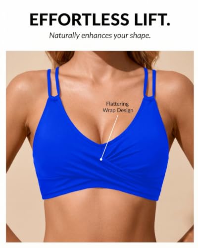 Image of Holipick Twist Front Bikini Tops for Women - Push Up Bathing Suit Top Padded Swimsuit Top