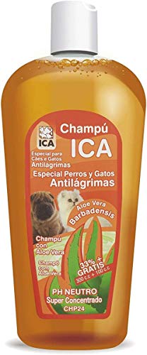 ICA CHP24 Shampoo Anti Lacrime con Aloe Vera per Cani e Gatti, PH Neutro, ammorbidisce e rigenera, con Profumo di Limone, 400 ml