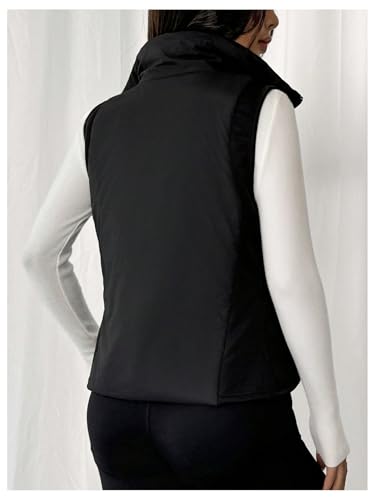 MakeMeChic Women's Zip Up Padded Vest Sleeveless Short Winter Coat Outerwear with Pocket2