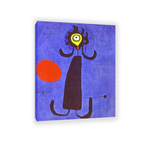 Tableau Joan Miro Femme devant le soleil avec cadre toile 50x40cm