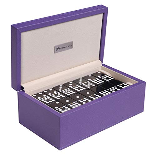 Set de Dominó Grande Negro Doble 9 con Estuche Morado