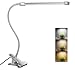 Flexible LED Gooseneck Desk Lamp Dimmable Clip Light 8W Clip On Lamp Reading Light in Bed 3 Lighting Modes 10-level dimmer USB Clamp Light(Silver)