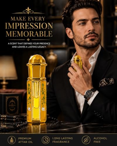 Image of SOLAVEA Green Oud Attar Perfume Oil for Men & Women | Premium Arabic Fragrance | Alcohol Free Long Lasting Concentrated Attar | Luxury Roll On Perfume with Oud, Rose & Musk Notes | Travel Friendly Perfume Oil 3ml,(PACK OF 2)
