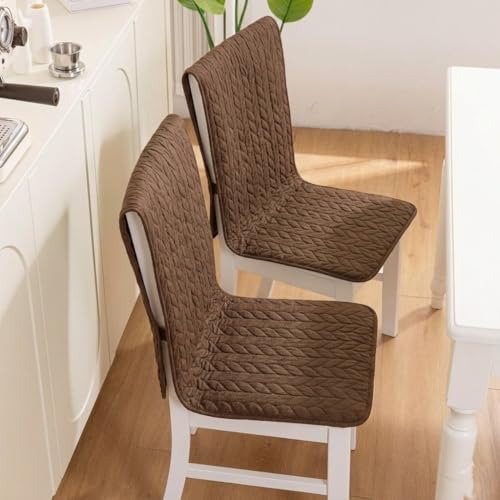 Image of HOMETHREADS Non-Slip Chair Cover-Universal Fit for Kitchen & Dining Chairs-Cushioned Comfort - Stylish Machine Washable Seat Cover -145x45Cm (Brown, Pack of 2)