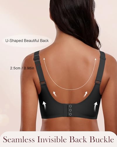 Image of HORISUN Seamless Mesh Lace Bras for Women No Underwire Wireless Bras with Support and Lift Full Coverage Deep V Bralettes