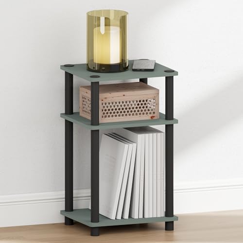 Image of Furinno JUST Night Stand, 3-Tier Turn-N-Tube Nightstand, Toolless Bedside Table, End Table, Side Table with Open Storage, for Bedroom, Closet, Dorm, Sage Green