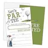 Let'S Par Tee Golf Birthday Invitations-Golf Themed Party Invites For Boys Girls &Amp; Adult, Birthday Party Supplies, 20 Pack 4X6 Double-Sided Fill-In With Envelopes