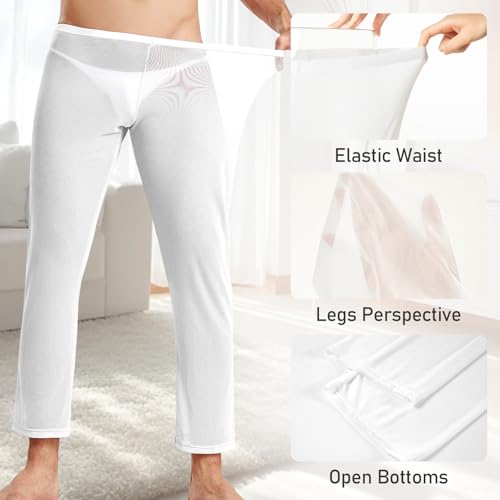 Mens Mesh Pants Sheer Pajama Bottoms See Through Sleep Trousers3