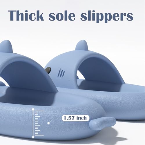 Lethargic Shark Slides for Men and Women, Cloud Fun Animal Slipper for Adult, Cozy Non-Slip Shark Sandals for Bathroom, Outdoor4