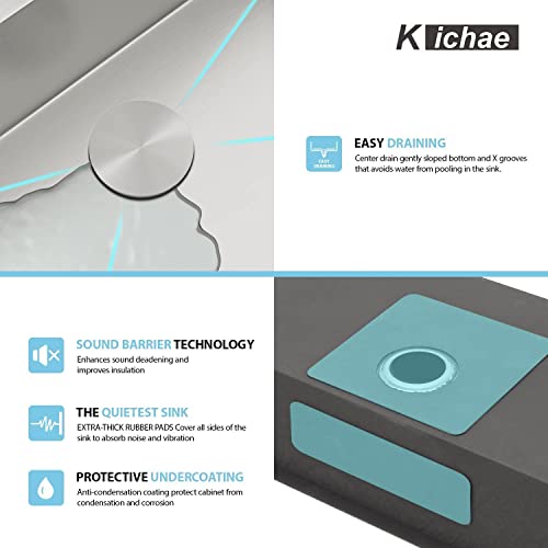 Kichae 28 Inch Undermount Kitchen Sink Single Bowl 16 Gauge Stainless Steel by Kichae - Used condition - Image 5