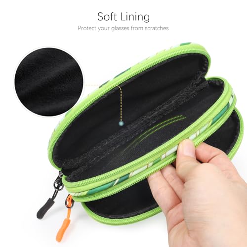 Image of Double Eyeglasses Case Soft Portable Zipper Sunglasses Pouch with Keychain Clip for Men Women